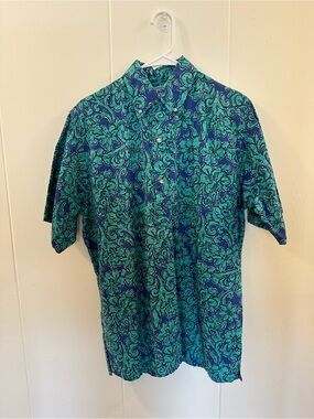 Vintage Manoa Shirt Company Aloha Shirt in Teal and Blue